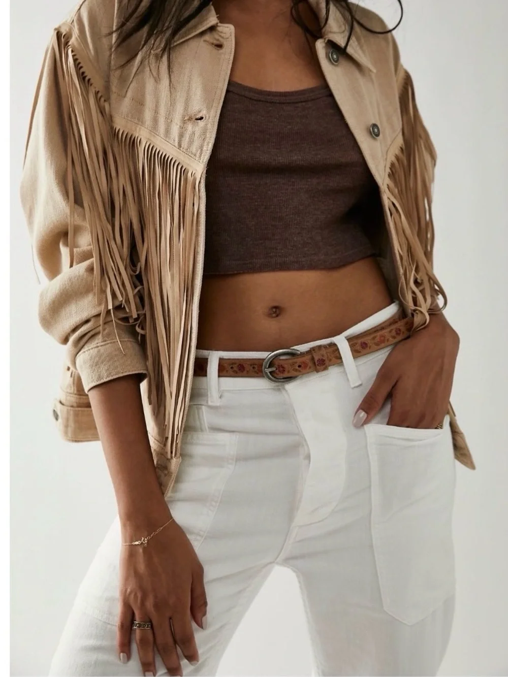 Free People FP Collection Kerrigan Embossed Skinny BELT M/L NWOT